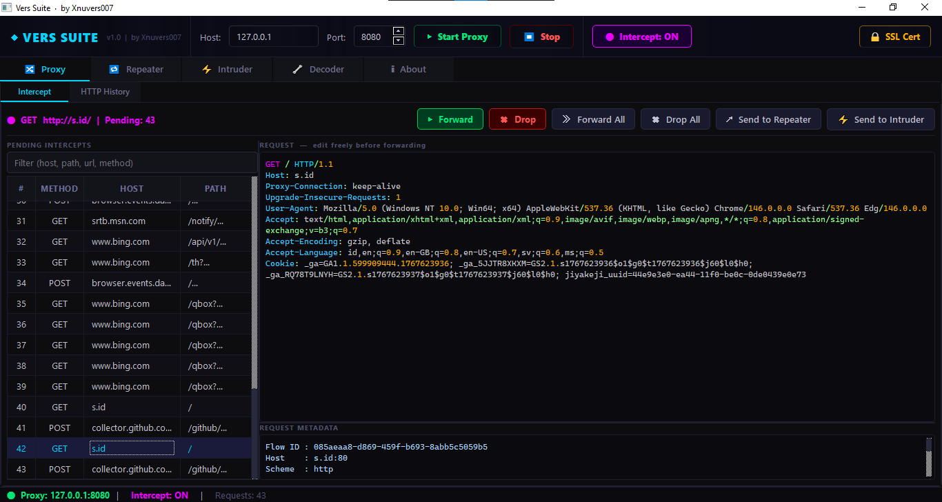 Tab intercept dengan request queue